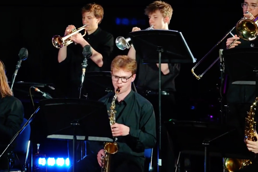 University big band recording in Studio 1